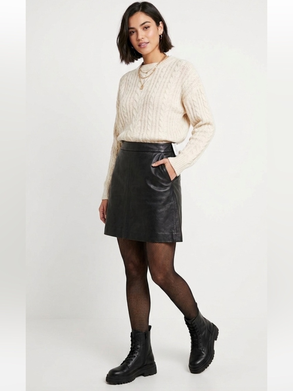 Part Two Copenhagen Lambskin Leather A Line Mini Skirt Size 36 Scandi Classic
